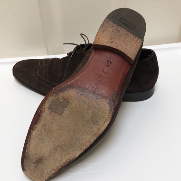 A. Testoni Basic Brown Suede Oxford Wingtip - Picture 6 of 8